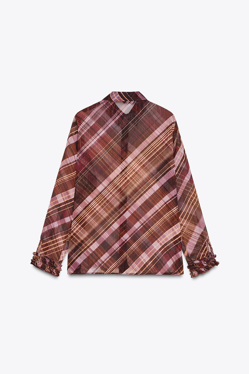 SEMI-SHEER CHECK BLOUSE - Zara фото 7