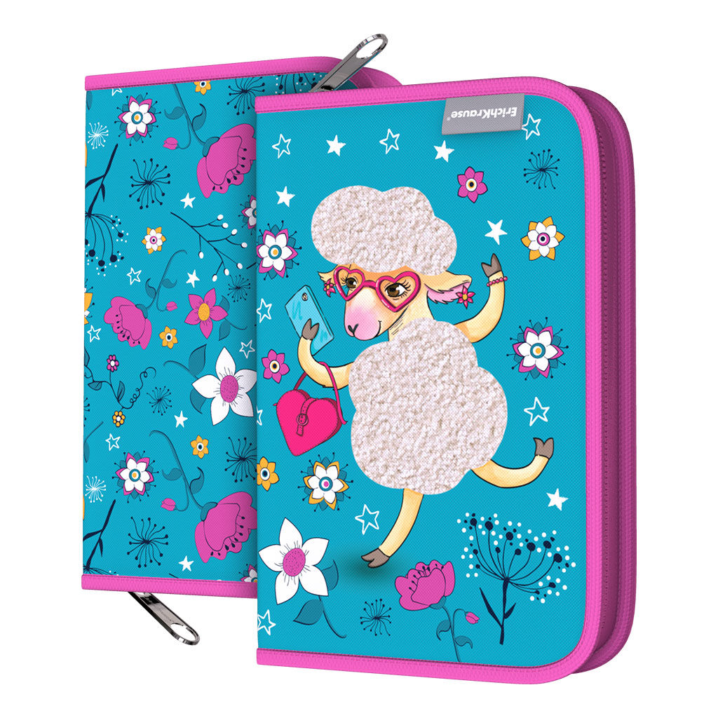 Цена за 1 шт. Пенал-книжка без наполнения ErichKrause 135x205x30мм Flower Sheep