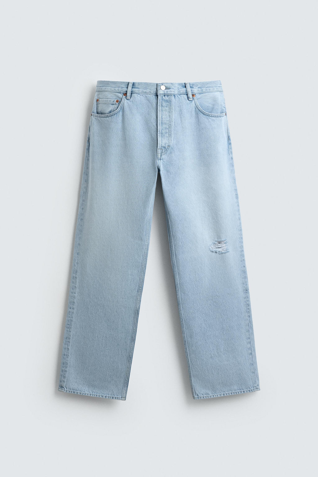 RIPPED STRAIGHT-LEG JEANS - Zara фото 15