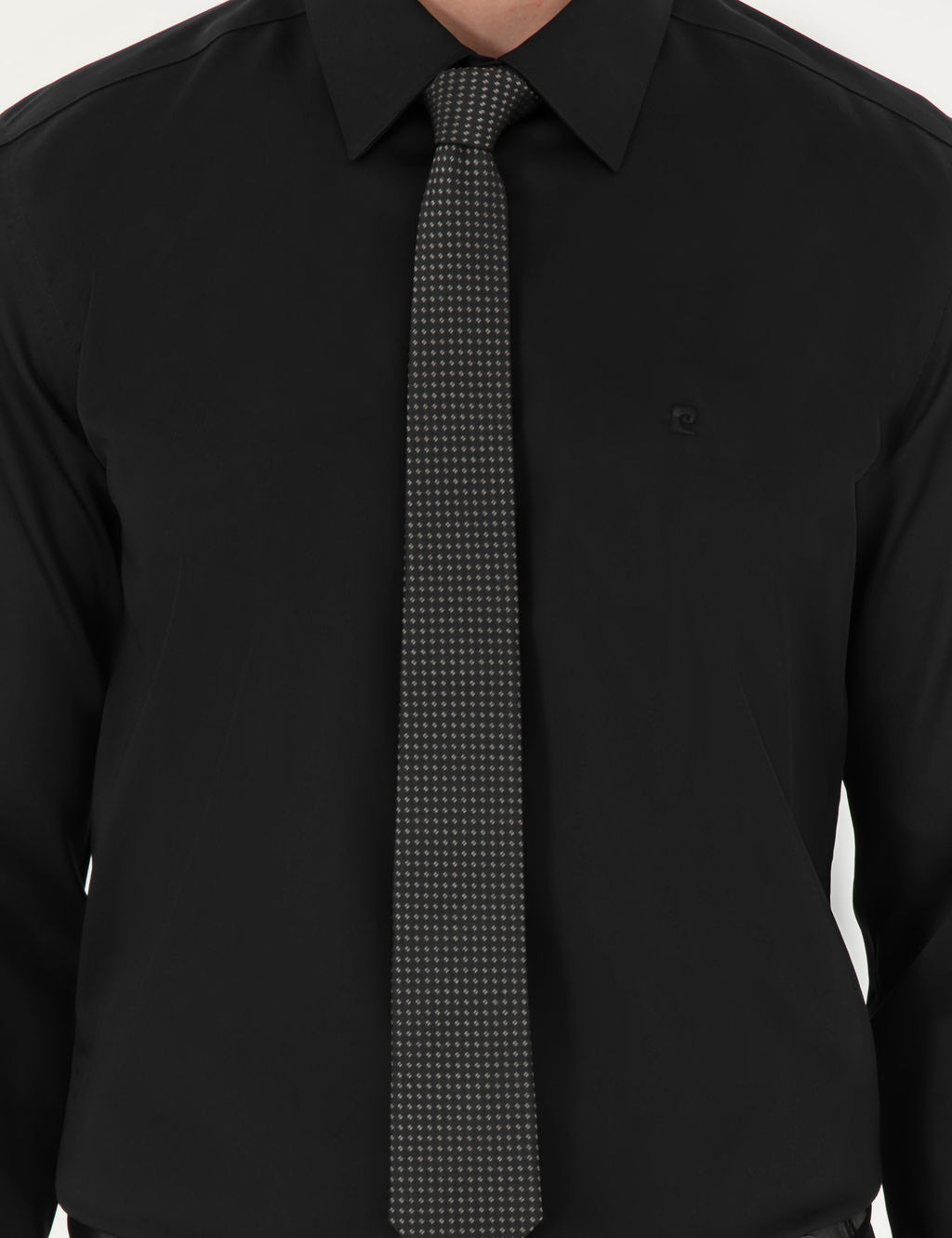 Siyah Non _ron Kolay _t_lenebilir Slim Fit Uzun Kollu Basic G_mlek