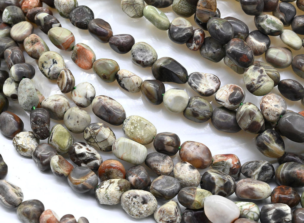 Бусины из агата цветочного галтовка 5*8мм, 39см, 50 бусин Радуга камня