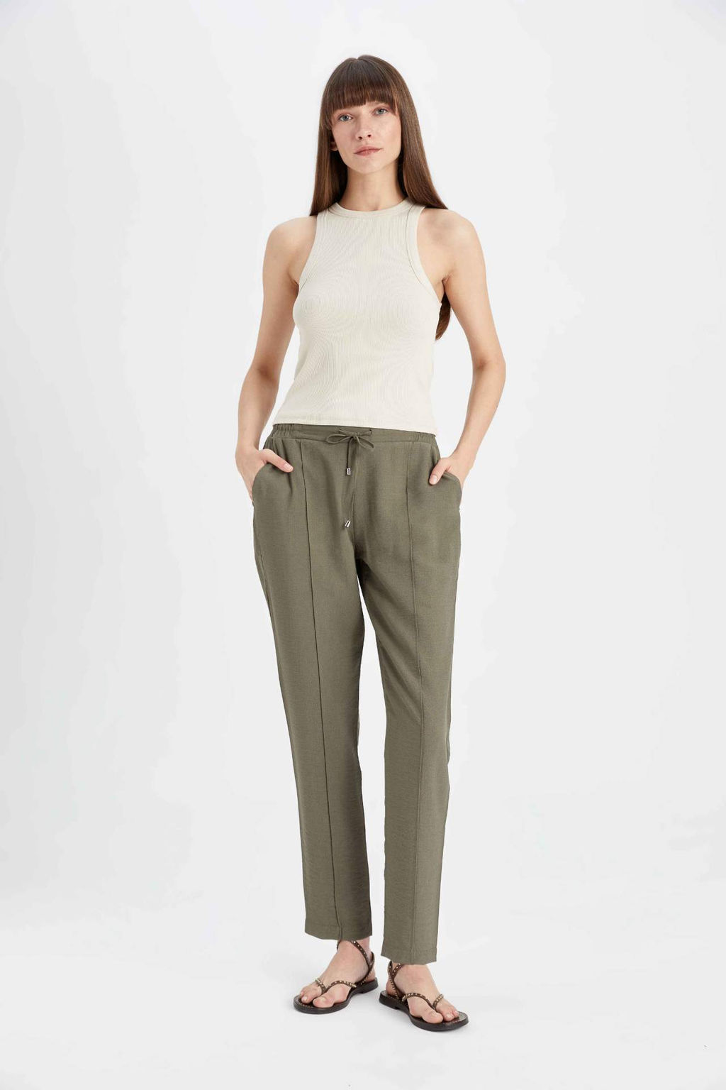 Jogger Pantolon Lastikli Bel Bagc?kl? Basic Duz Paca - Defacto фото 3