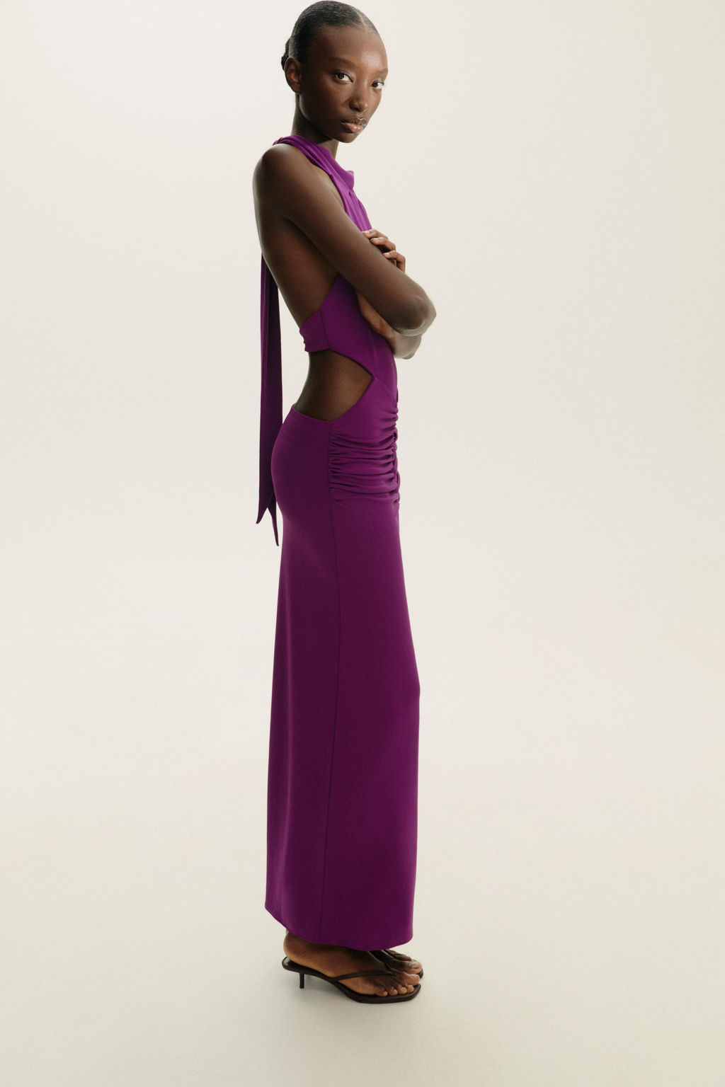 GATHERED HALTER LONG DRESS - Zara фото 4