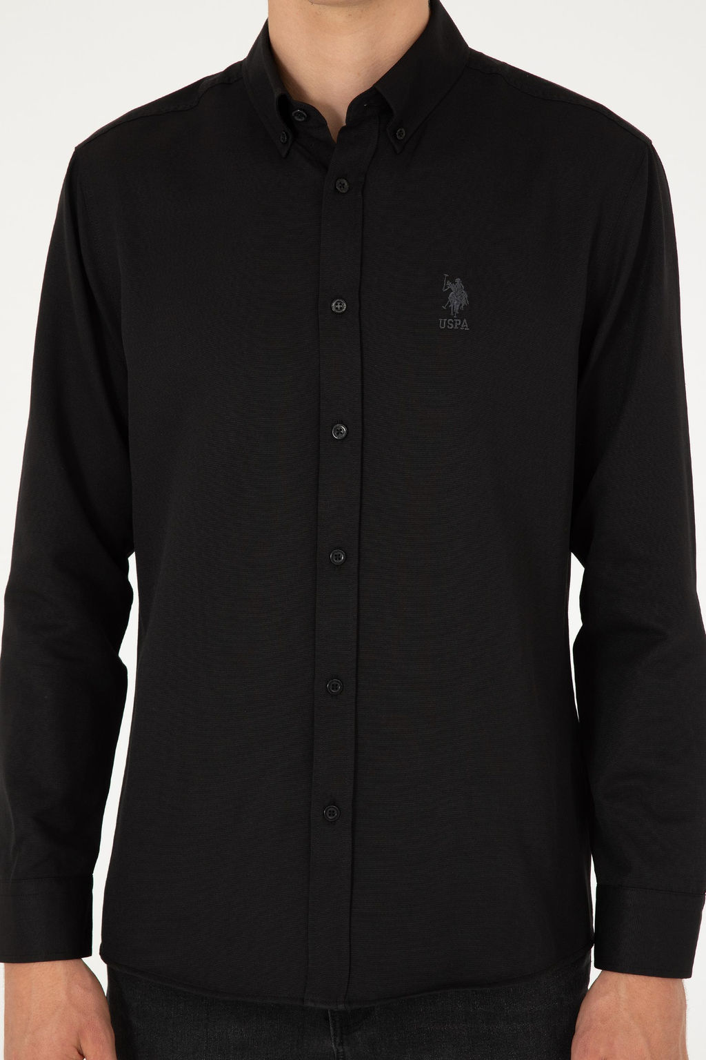 Мужская черная базовая рубашка с длинным рукавом - U.s. polo assn фото 6