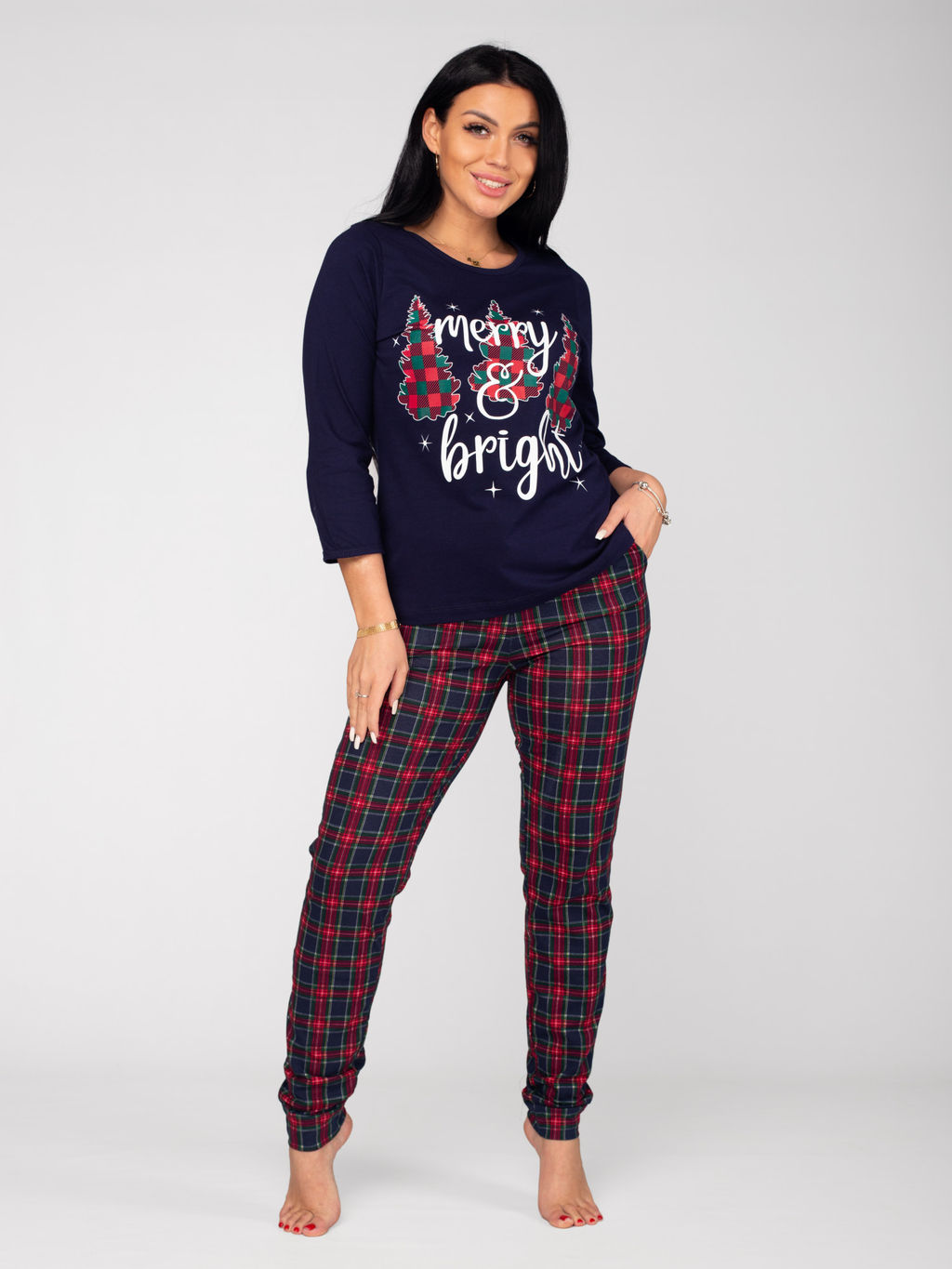 Костюм женский кулирка с брюками "ЕЛКИ" КРАСНЫЙ 2