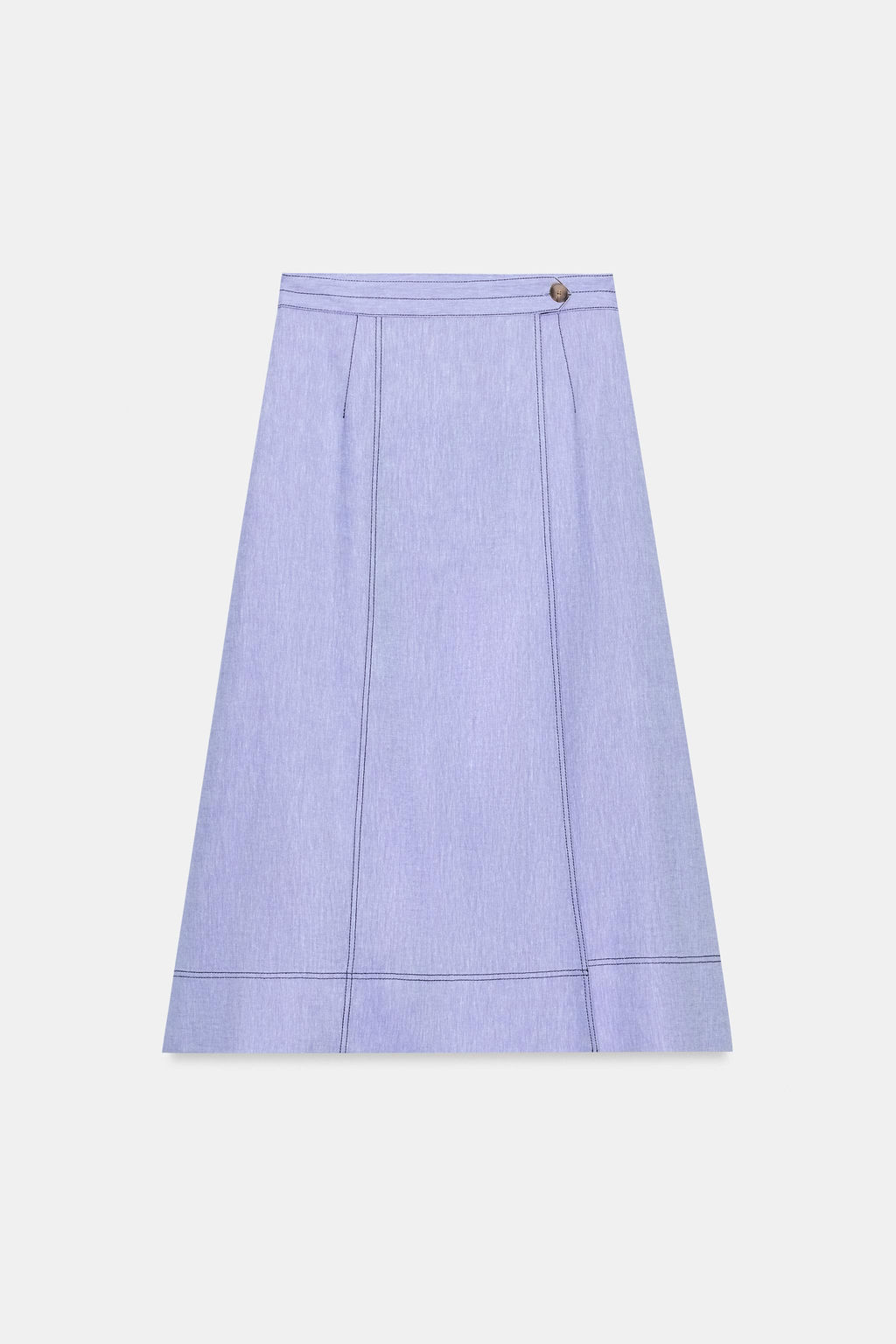 FALDA CRUZADA PESPUNTES CON LINO / Azul claro - Zara фото 2