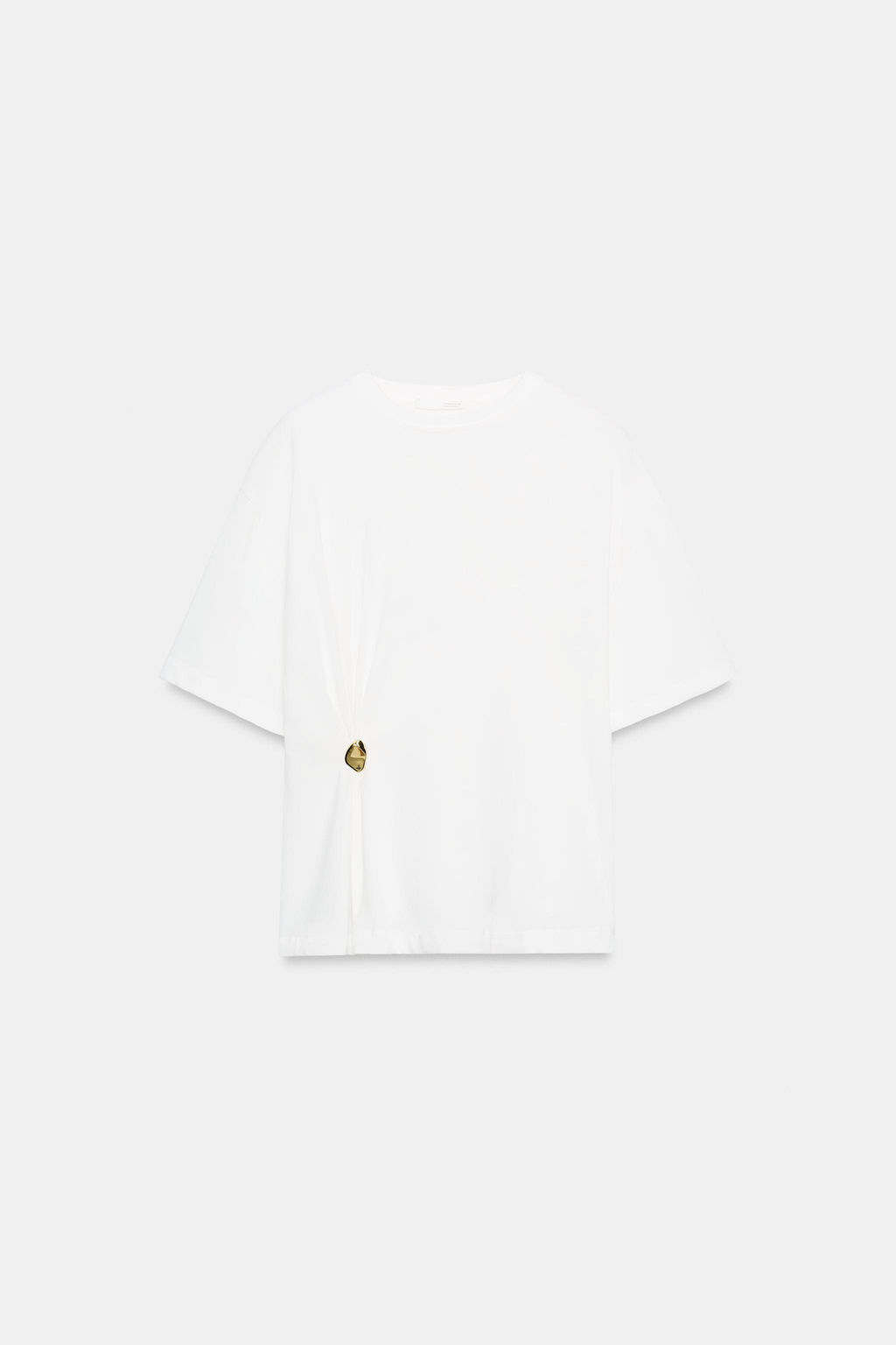 CAMISETA HEAVY COTTON APLIQUE / Blanco roto - Zara фото 5