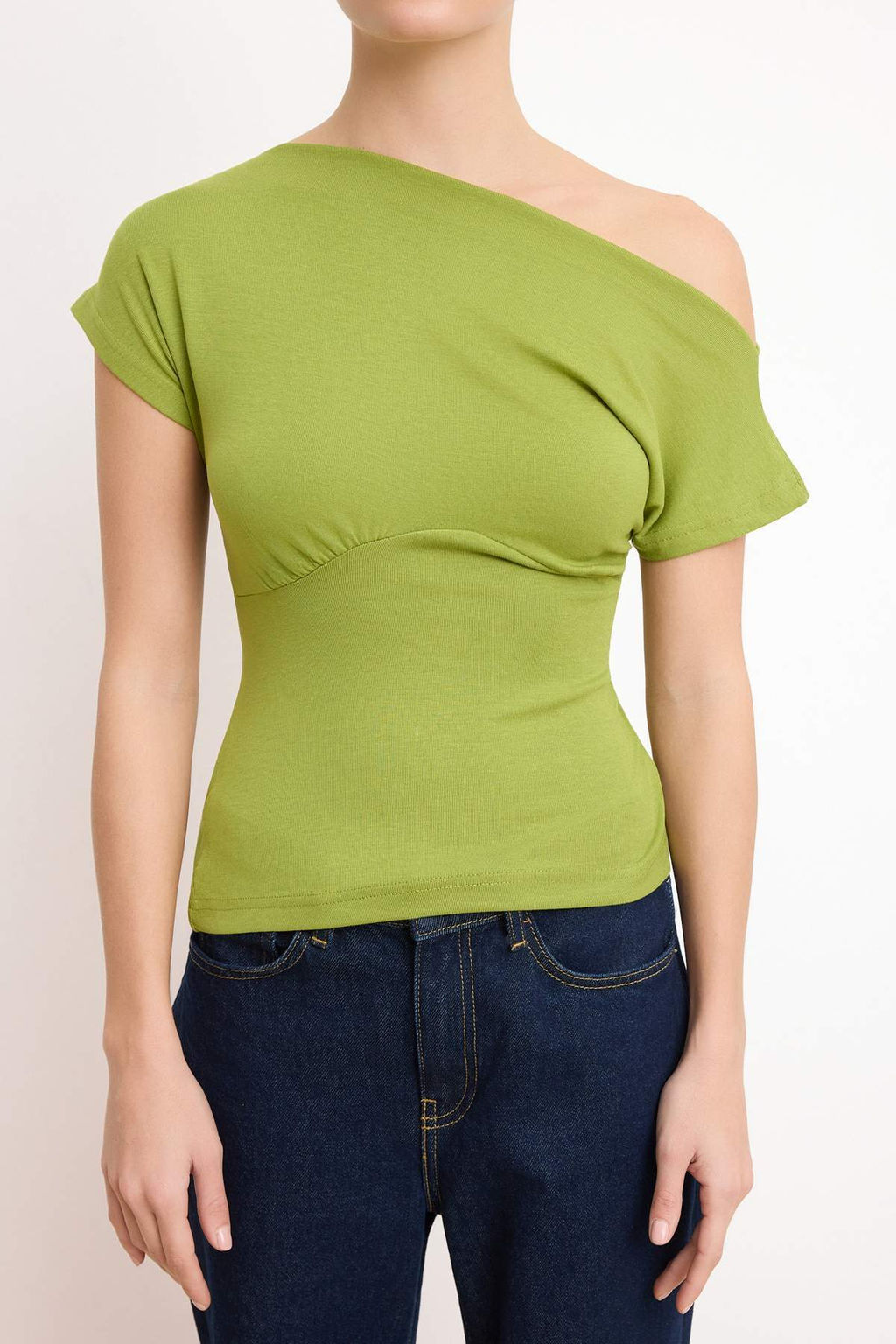 Siyah Fitted/Vucuda Oturan Asimetrik Yaka Kolsuz Yumusak Orme Bluz TWOSS26BZ00360 - Trendyolmilla фото 9