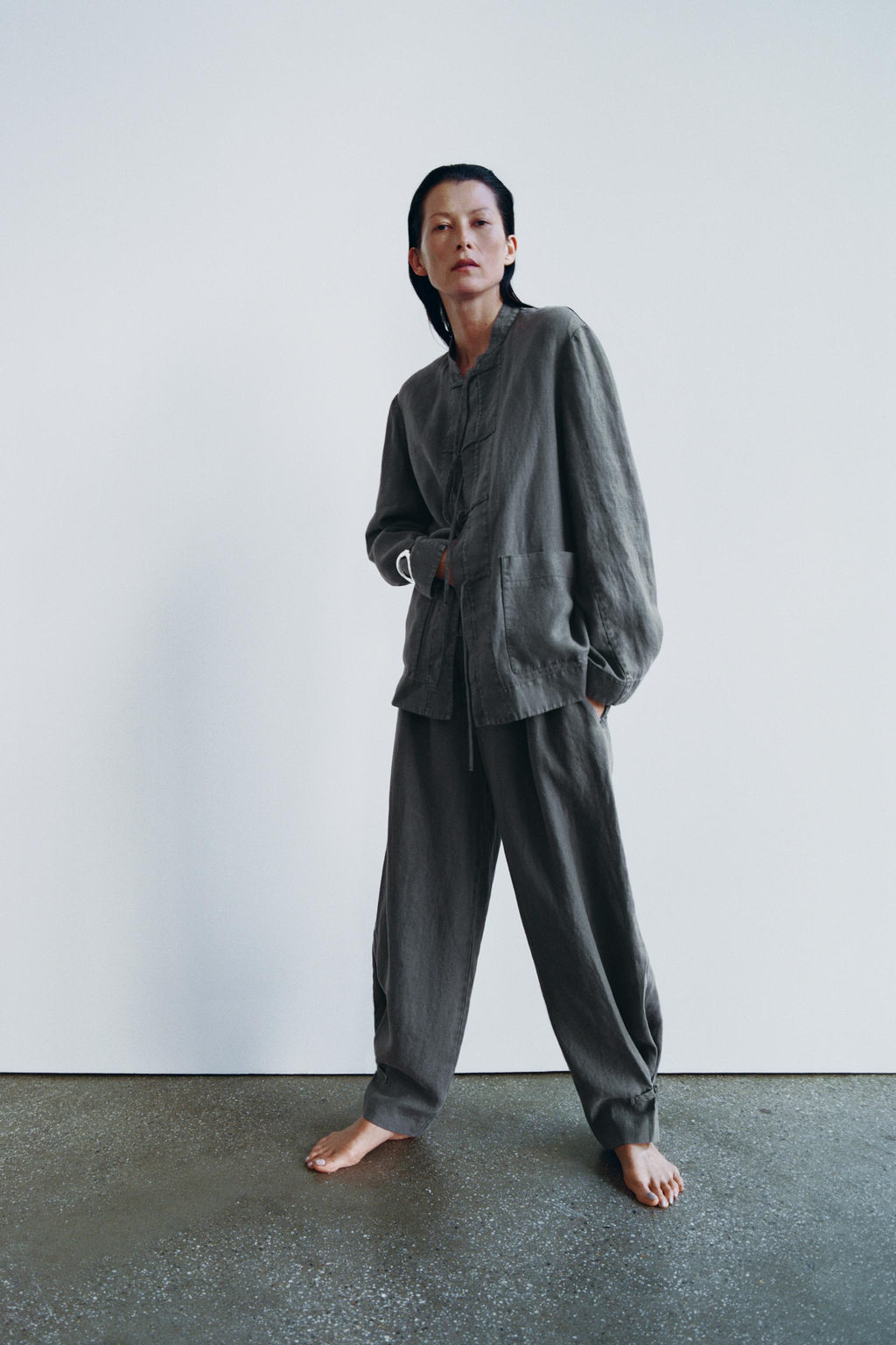 ZW COLLECTION LINEN PLEATED TROUSERS - Zara фото 3