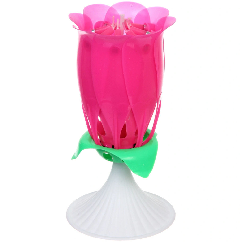 Цена за 5 шт. Свеча для торта раскрывающийся цветок "Роза" (8 свечей), Розовый