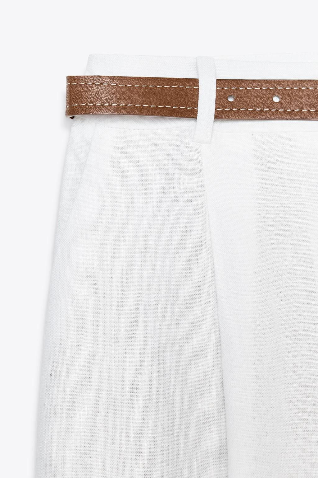LINEN BELTED STRAIGHT-LEG TROUSERS - Zara фото 30