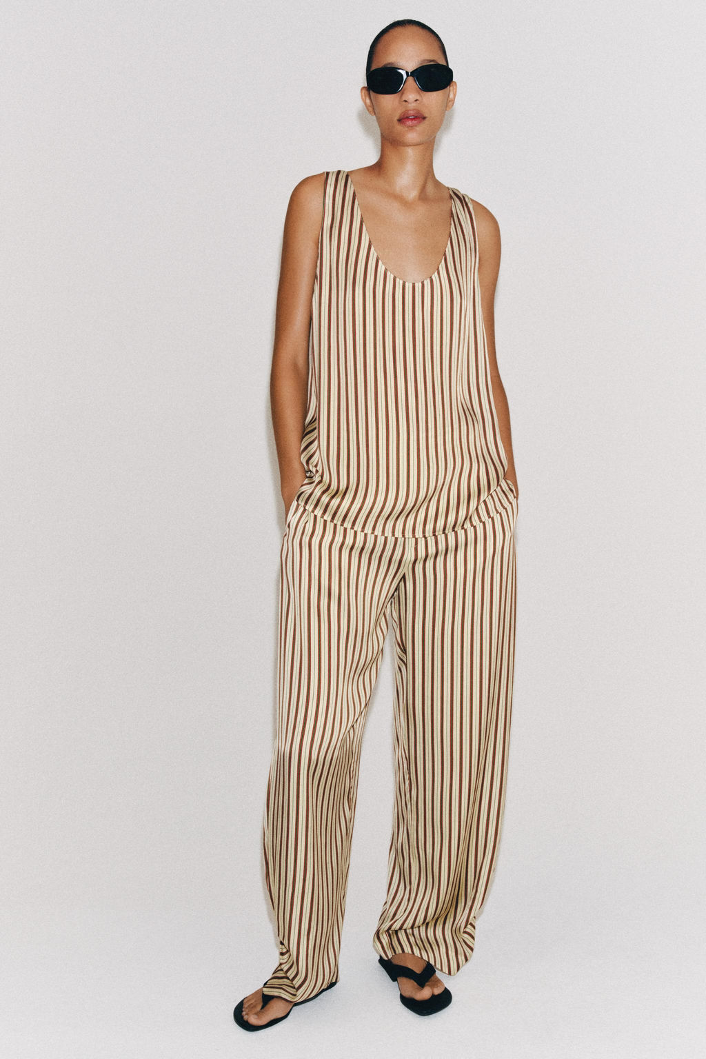 TOP TIRANTES RAYAS ZW COLLECTION / Crudo / Granate - Zara фото 6