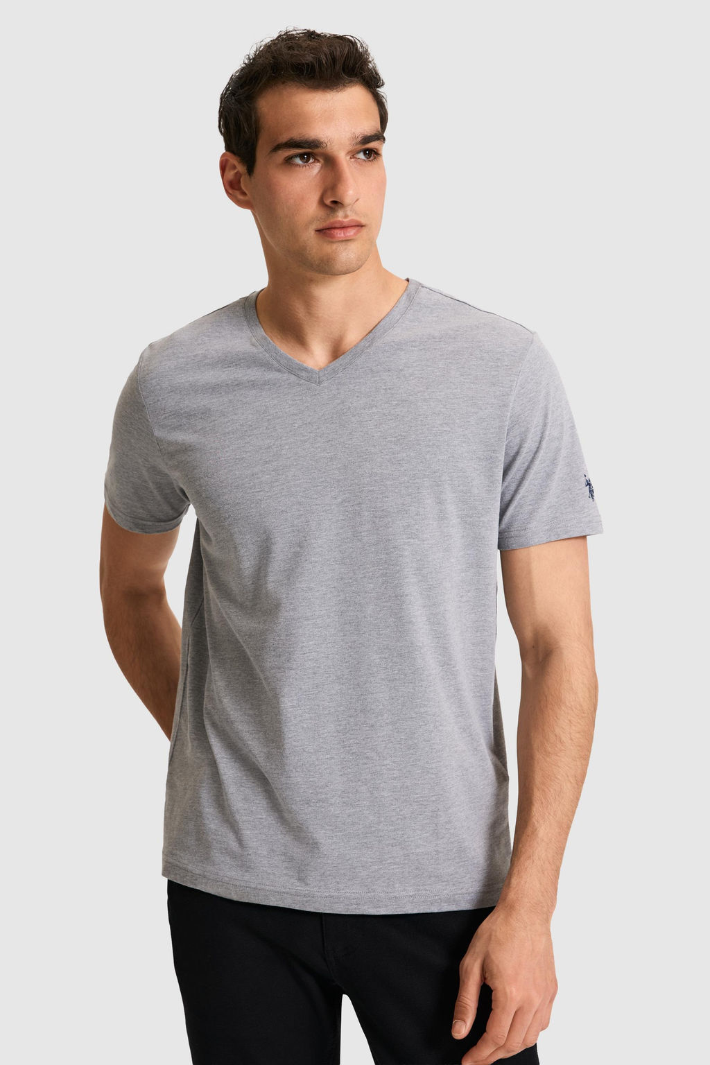 Erkek Regular Fit V Yaka Ta_ Basic Ti__rt