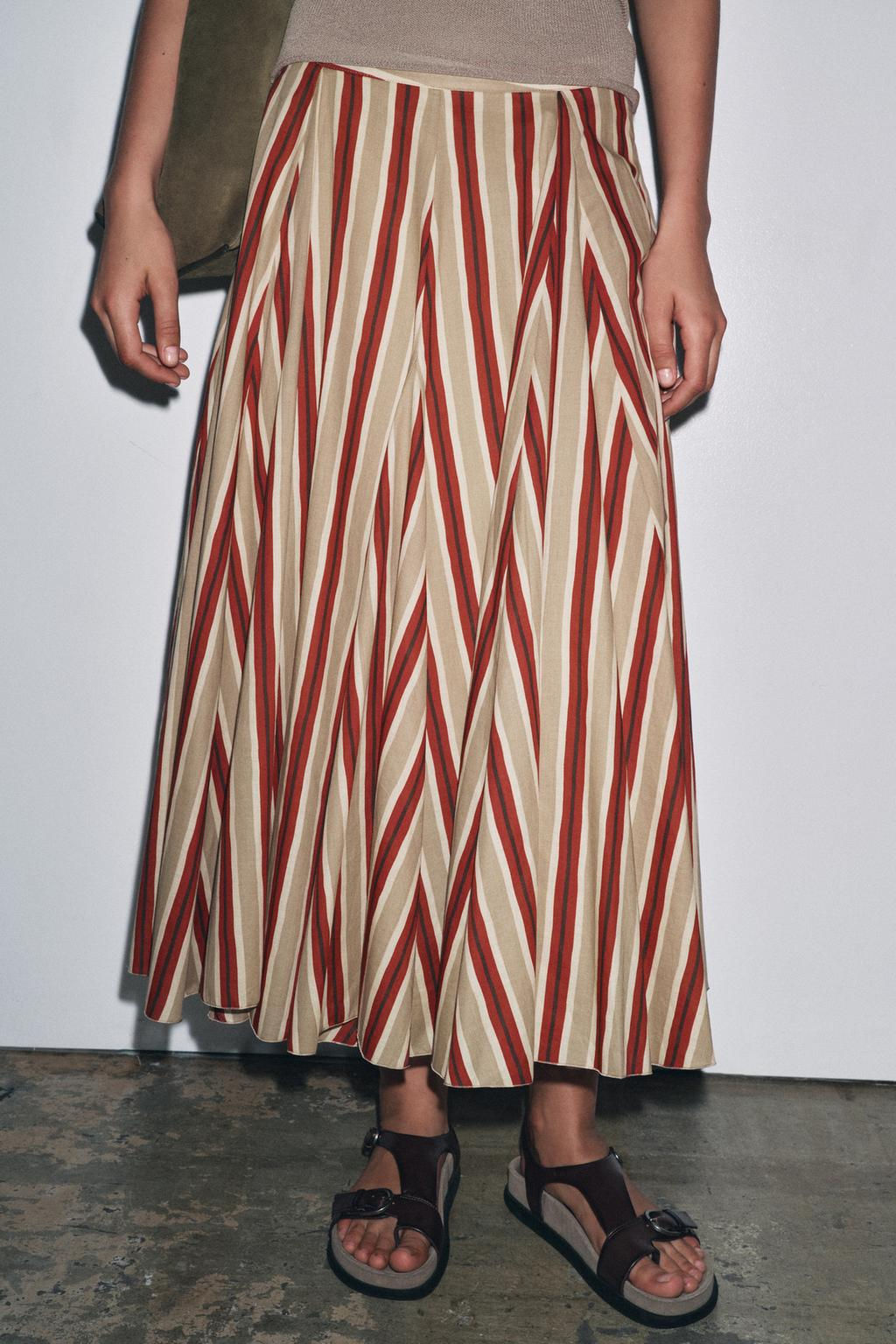 ZW COLLECTION STRIPED MIDI SKIRT - Zara фото 3