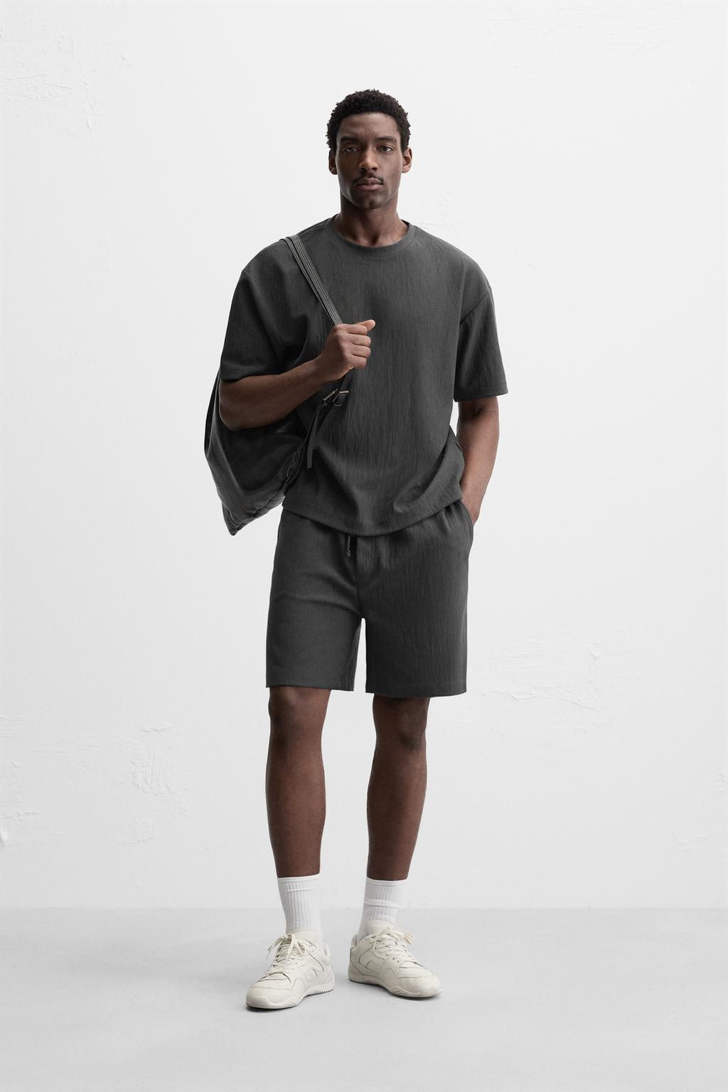 TEXTURED JOGGER BERMUDA SHORTS - Zara фото 26