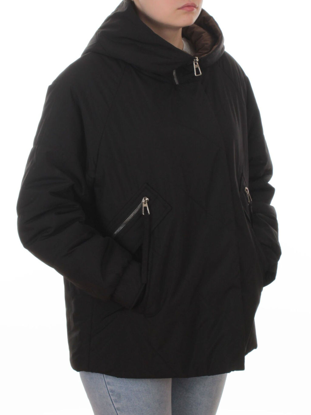 8008 BLACK Куртка демисезонная женская (100 гр. холлофайбер)