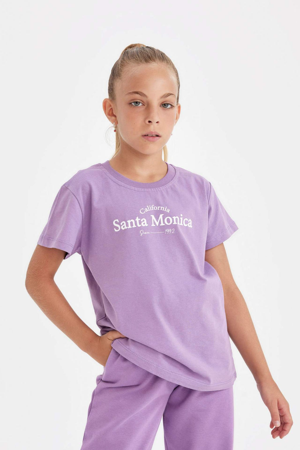 K?z Cocuk Bisiklet Yaka Yaz? Bask?l? K?sa Kollu Okul Tisortu - Defacto фото 2