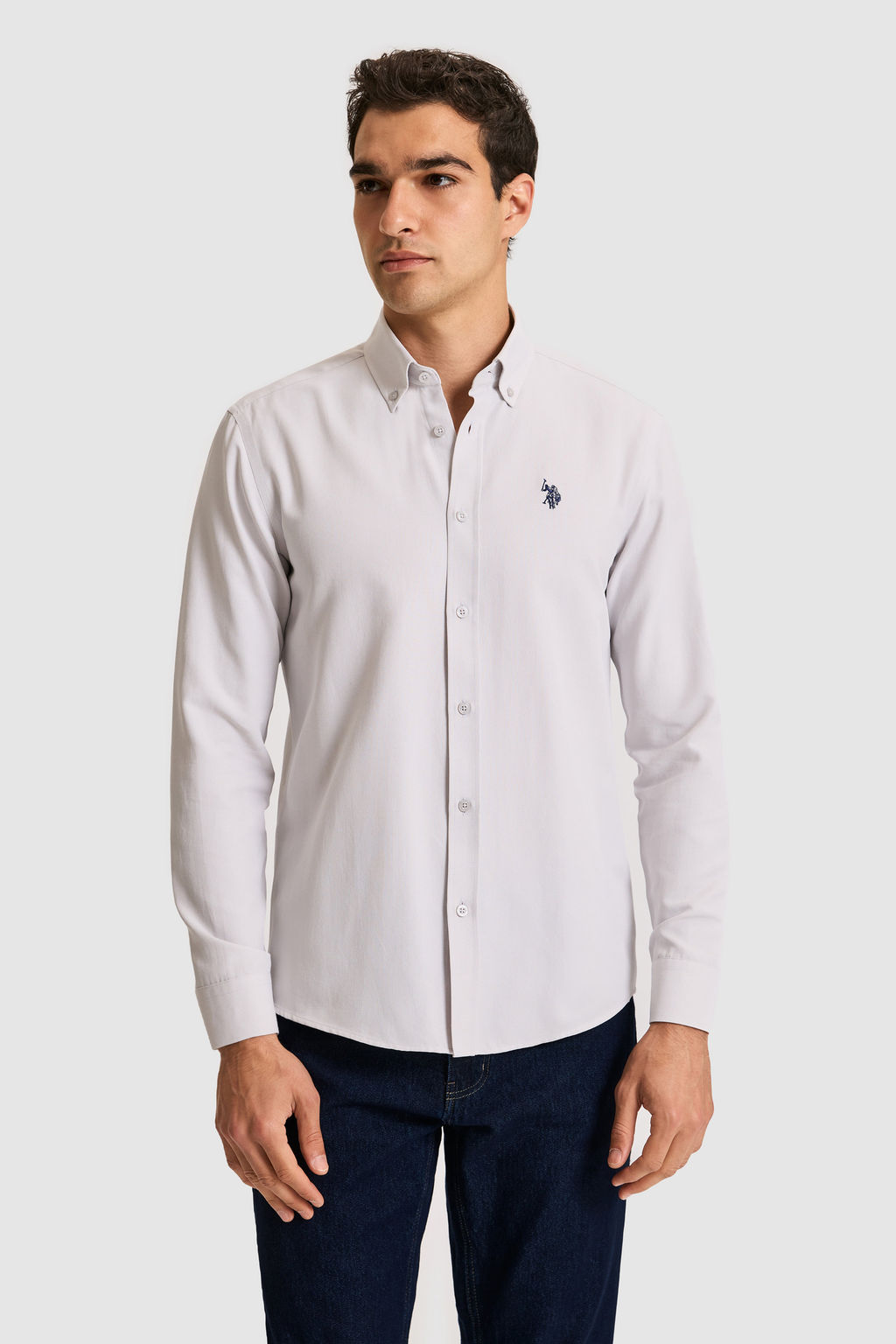 Erkek A__k Gri Uzun Kollu Basic G_mlek - U.s. polo assn фото 3
