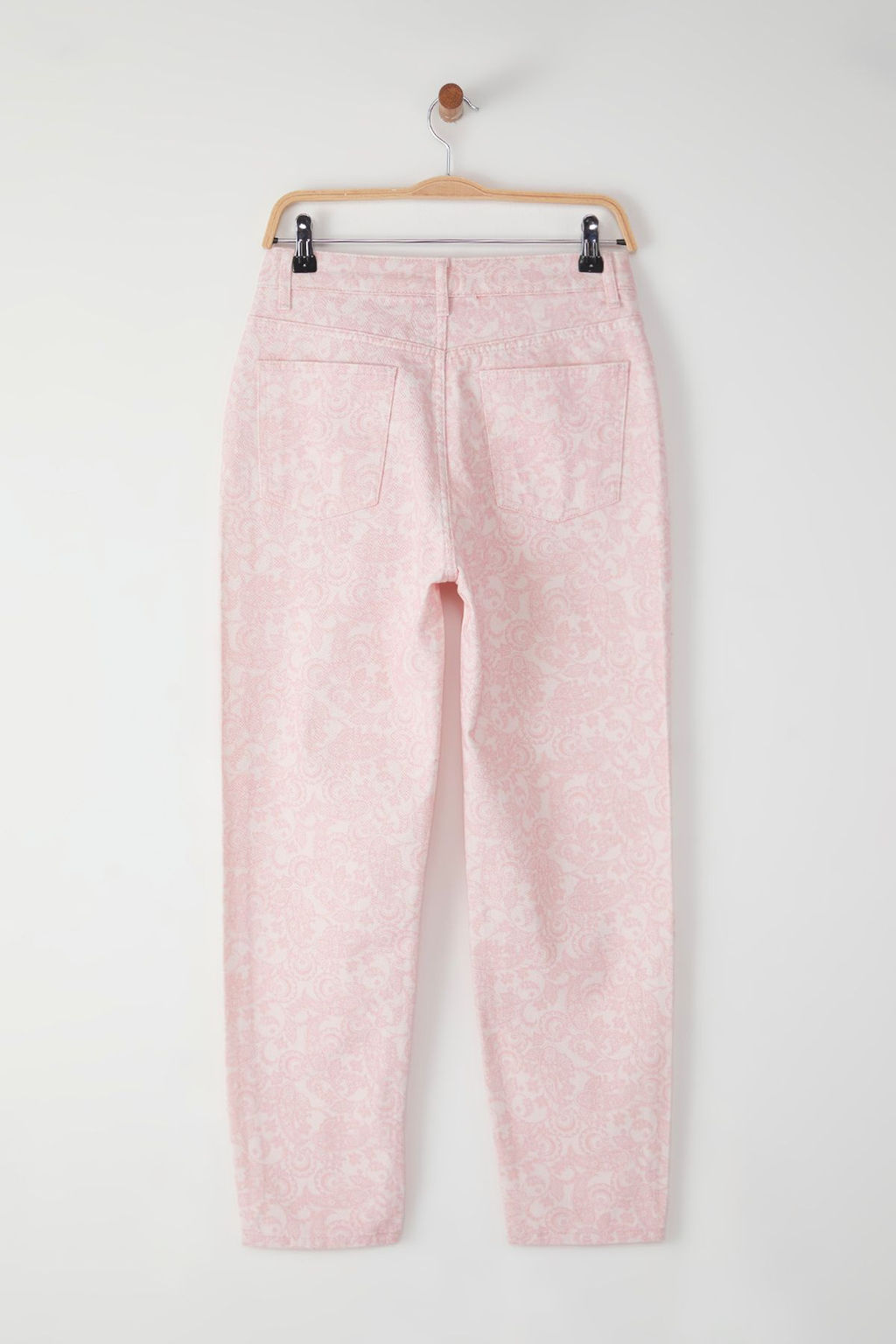 Pembe Sal Desenli Yuksek Bel Mom Jeans TWOSS25JE00237 - Trendyolmilla фото 6