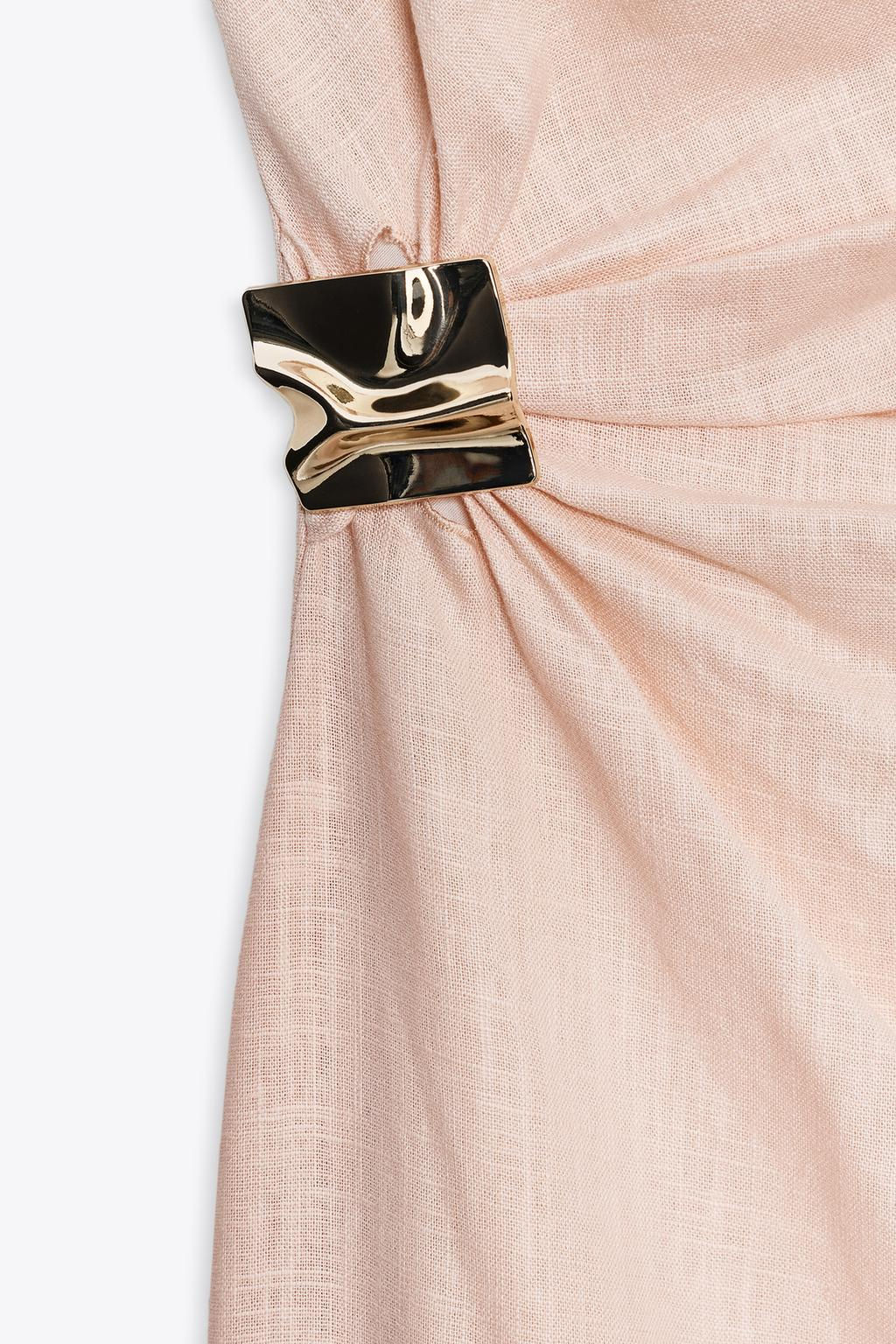 ASYMMETRIC MIDI DRESS WITH LINEN BLEND APPLIQUE - Zara фото 10