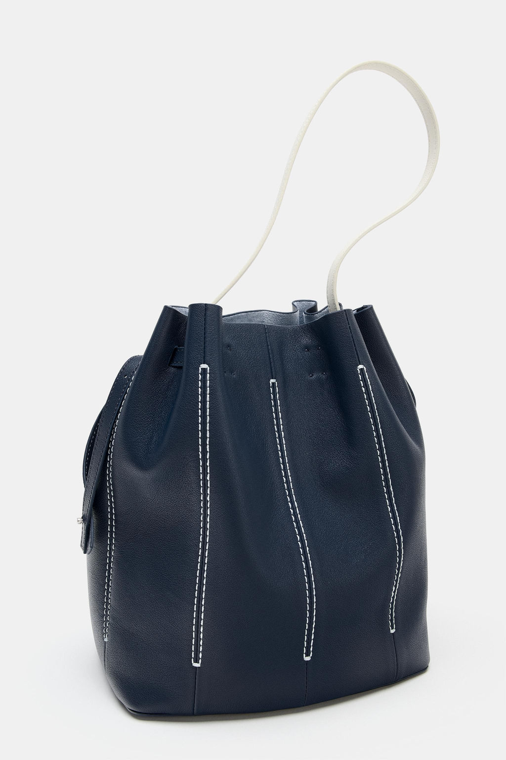 BOLSO DE HOMBRO PIEL COMBINADO / Azul Marino - Zara фото 6