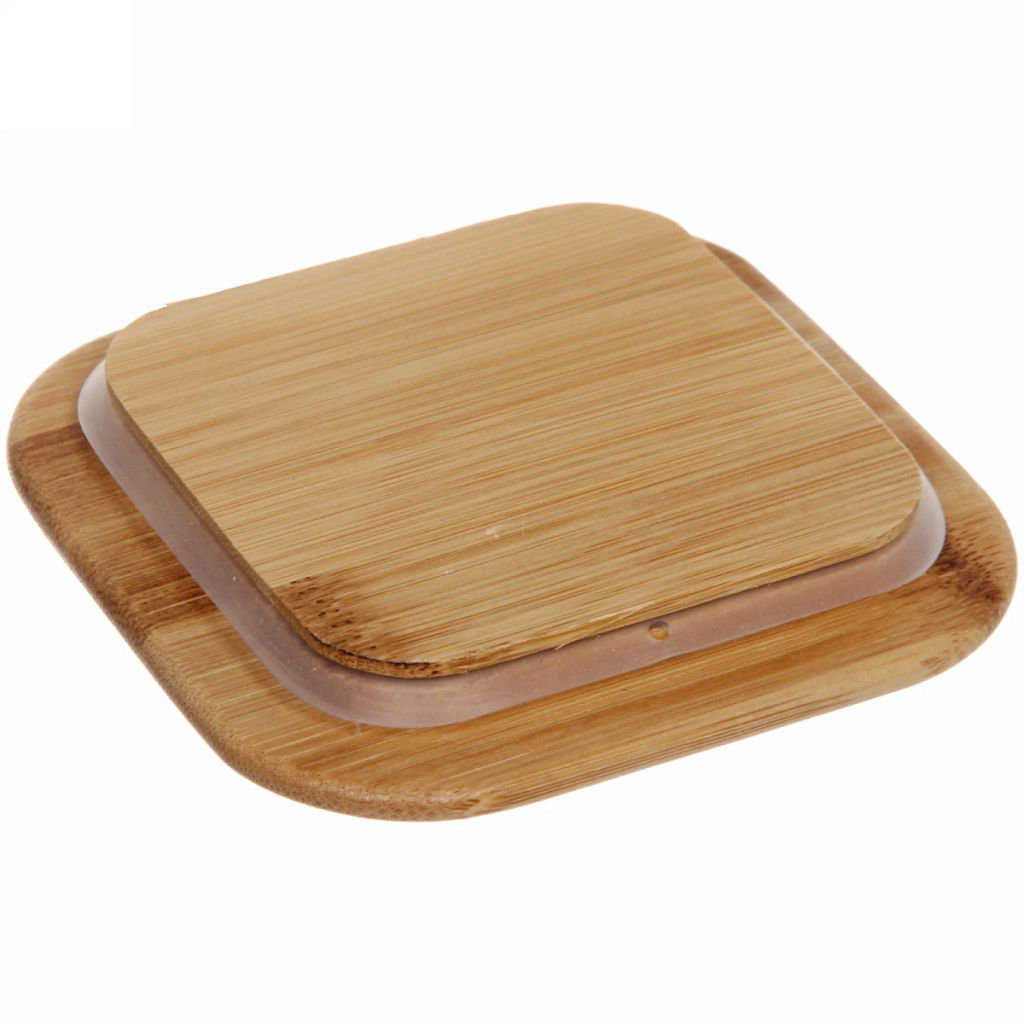 Контейнер стеклянный 300мл "Хай-Тек" квадратный с бамбуковой крышкой