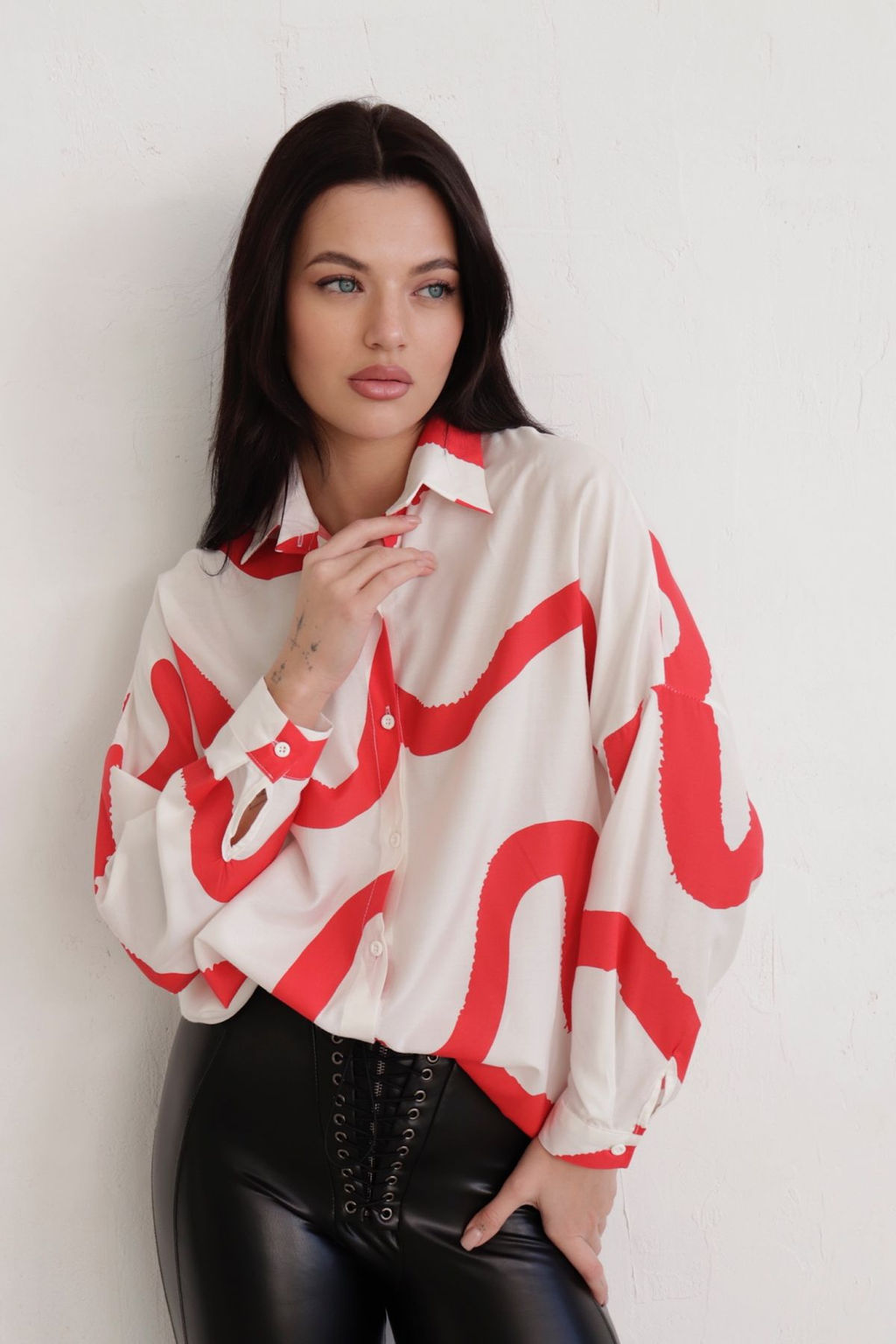 11232 Рубашка белая с красным принтом - Martichelli фото 7