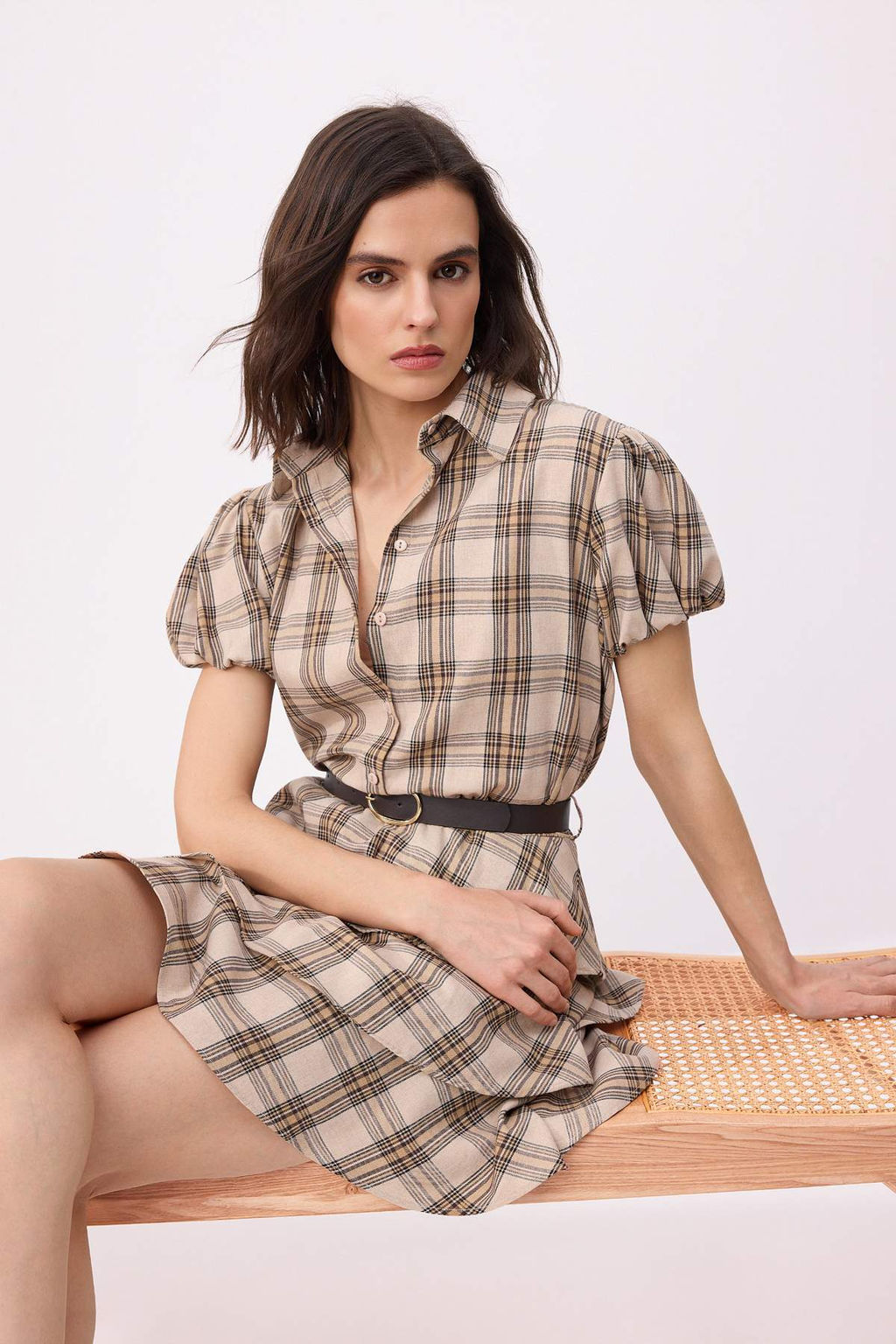 Cok Renkli Ekose / Kareli K?sa / Mini Dokuma Elbise TWOSS26EL00770 - Trendyolmilla фото 2