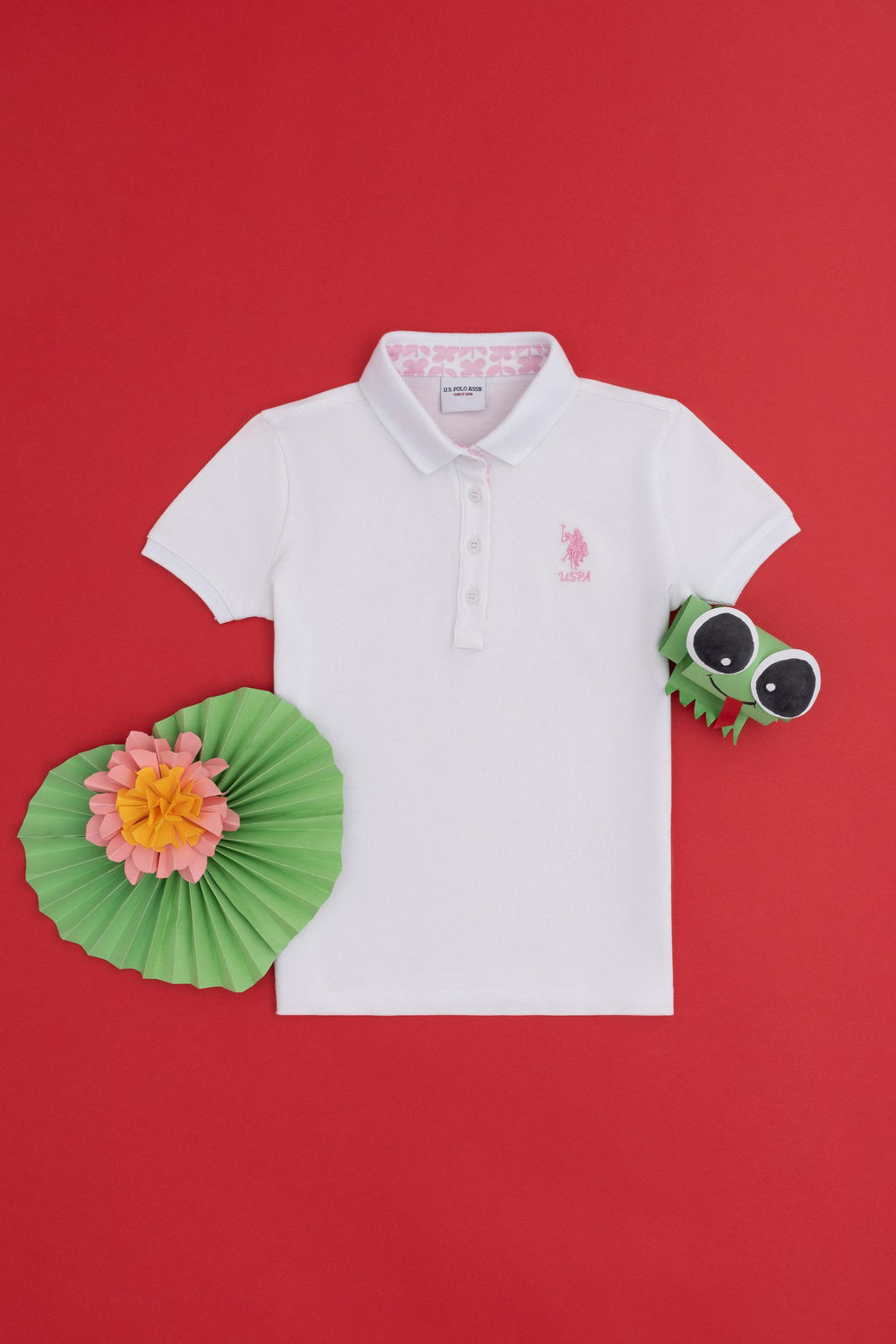 Футболка для девочек U.S. Polo Assn базовая белая из хлопка с эластаном  фото 5