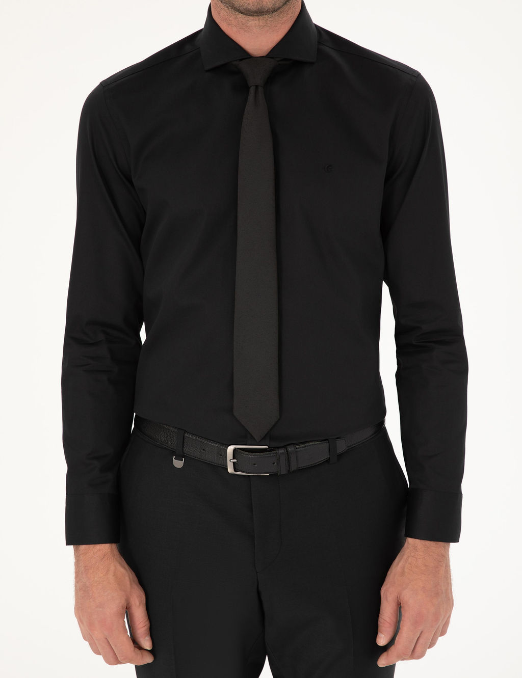 Черная классическая хлопковая рубашка приталенного кроя - Cacharel фото 6