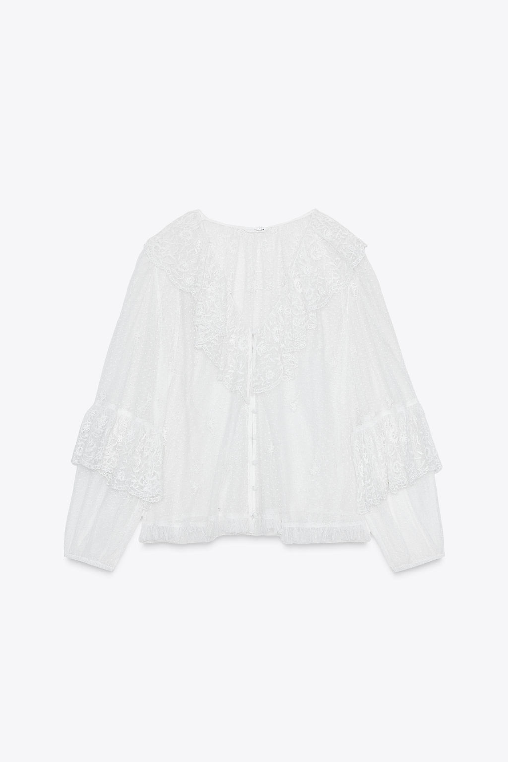 SEMI-SHEER ROMANTIC BLOUSE - Zara фото 14