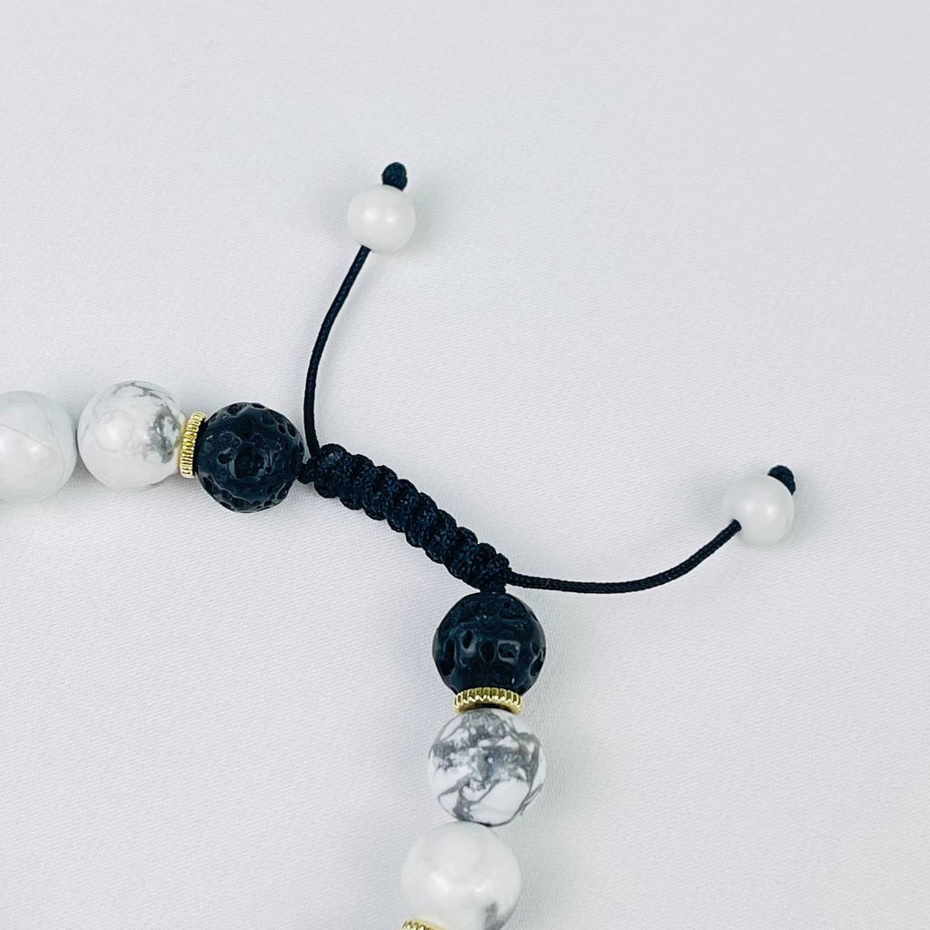 Браслет регулируемый из Лавы, Говлити и Содалита от 19 см