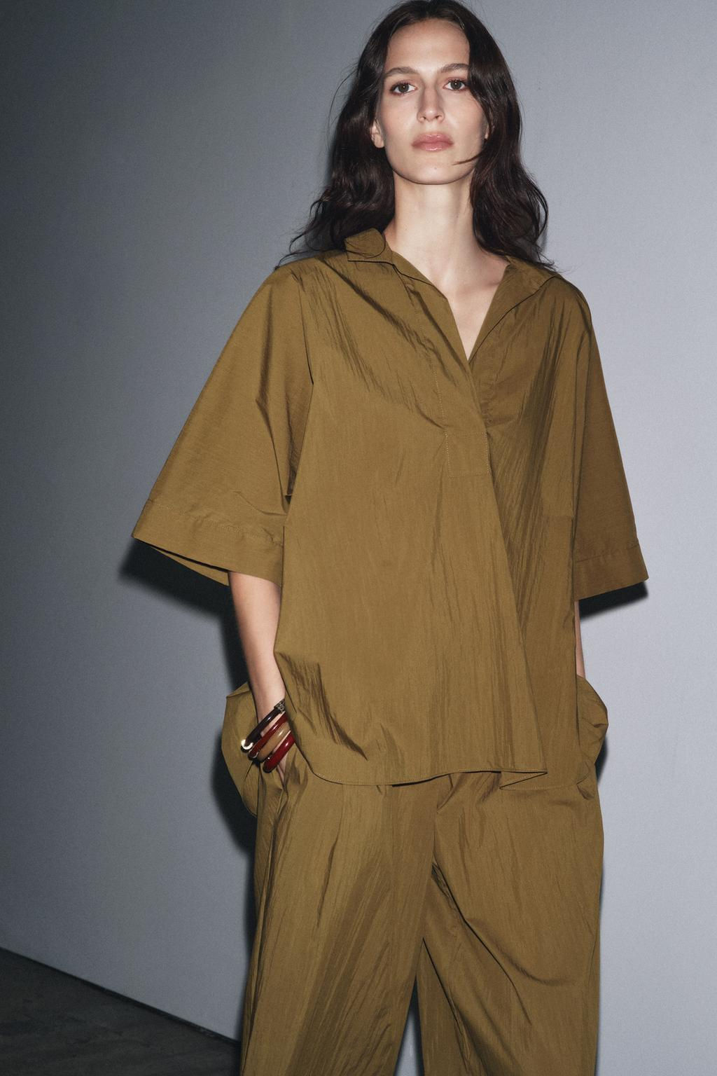 ZW COLLECTION POPLIN DARTED TROUSERS - Zara фото 5