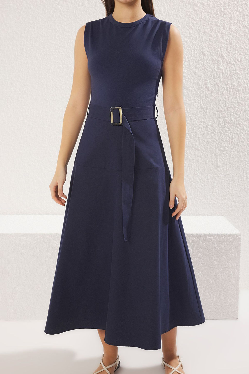 TRENDYOLMILLA Haki Kemerli A Kesim Midi Gabardin Dokuma Elbise TWOSS25EL00055  фото 4