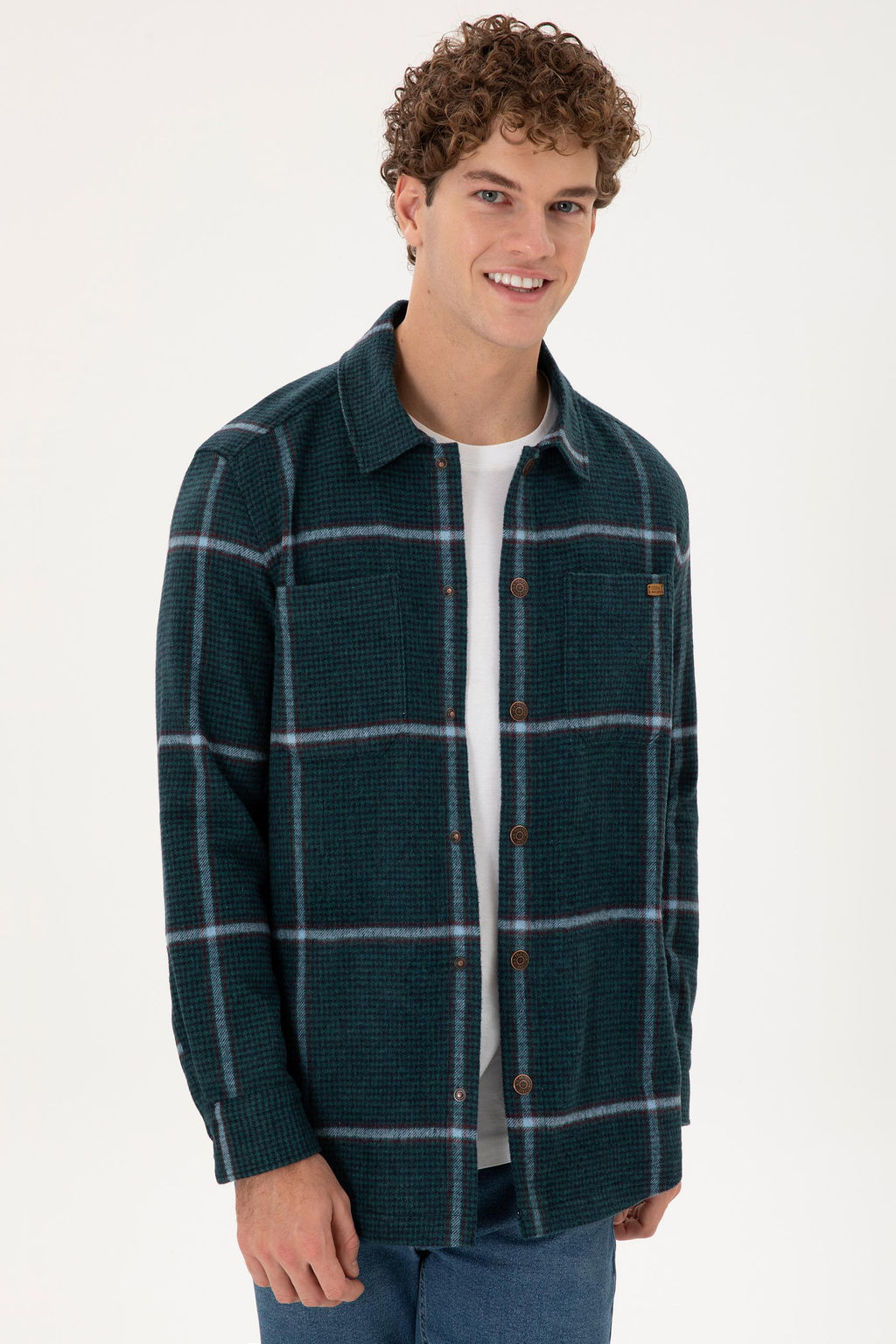 Мужская темно-зеленая рубашка с длинным рукавом - U.s. polo assn фото 3