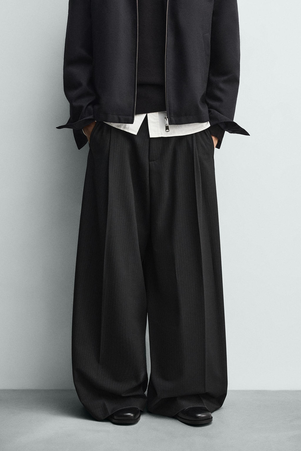 WIDE-LEG PLEATED TROUSERS - Zara фото 21