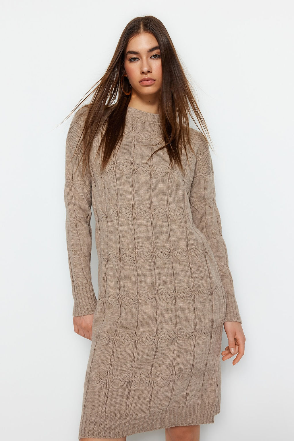 TRENDYOLMILLA Vizon Mini Triko Bisiklet Yaka Elbise TWOAW22EL0027  фото 10