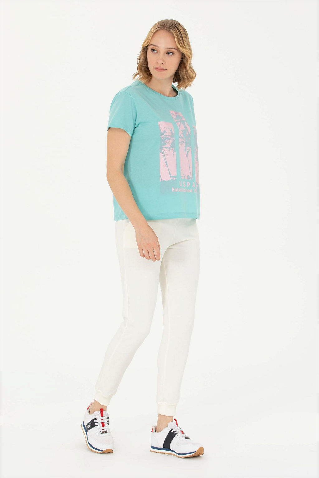 Женские спортивные штаны цвета экрю - U.s. polo assn фото 3