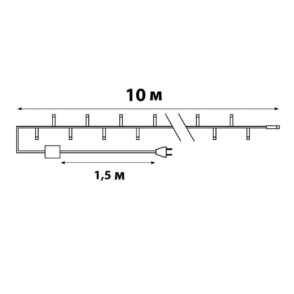ULD-S1000-120/DWA MULTI IP67 Гирлянда светодиодная с контроллером, 120 светодиодов, 10 м, разноцветная, IP67, провод белый