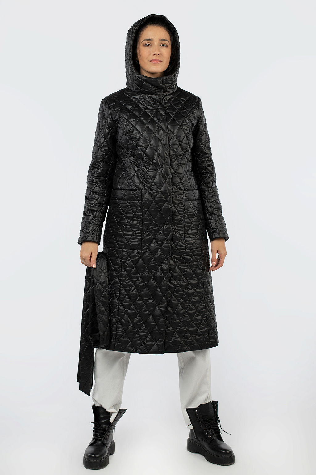 01-11383 Пальто женское демисезонное (пояс) - El podio фото 4