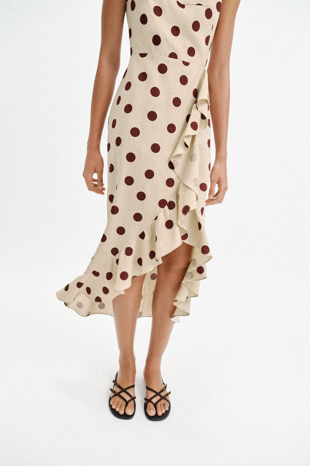 VESTIDO MIDI LUNARES CON LINO / 930 - Zara фото 3