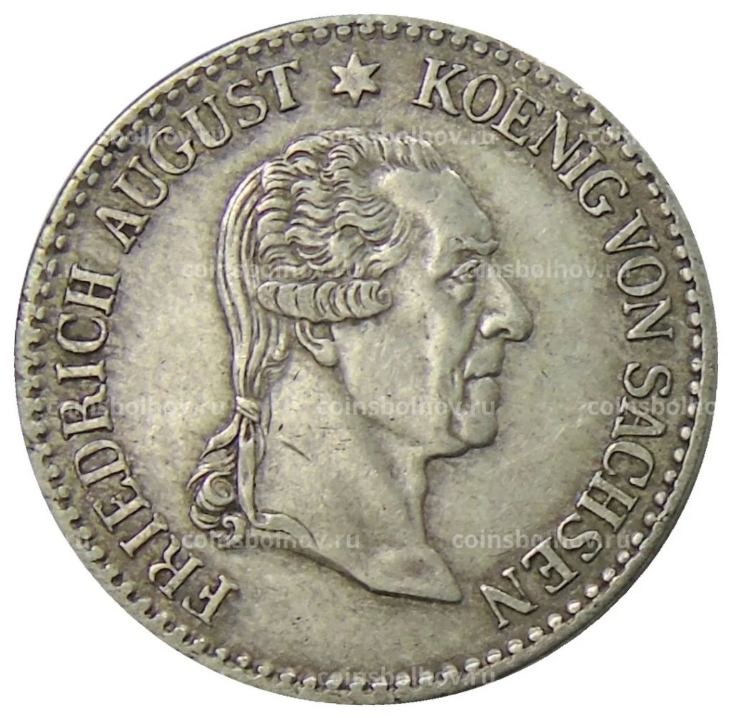 1/6 талера 1827 года Германские государства  Саксония  Смерть Короля Фридриха Августа I