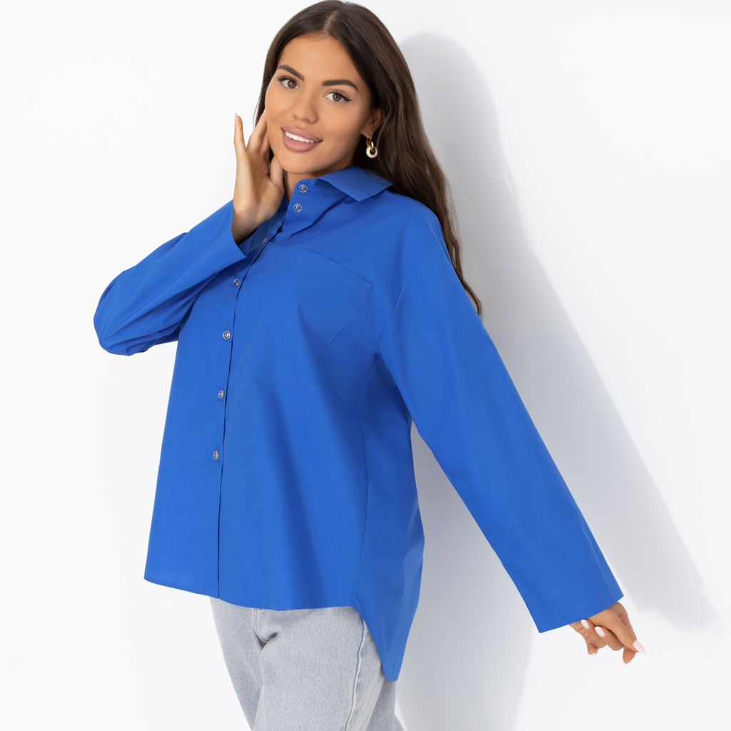 Рубашка с декоративной спинкой, Создала себя сама (синяя) - Charutti фото 4