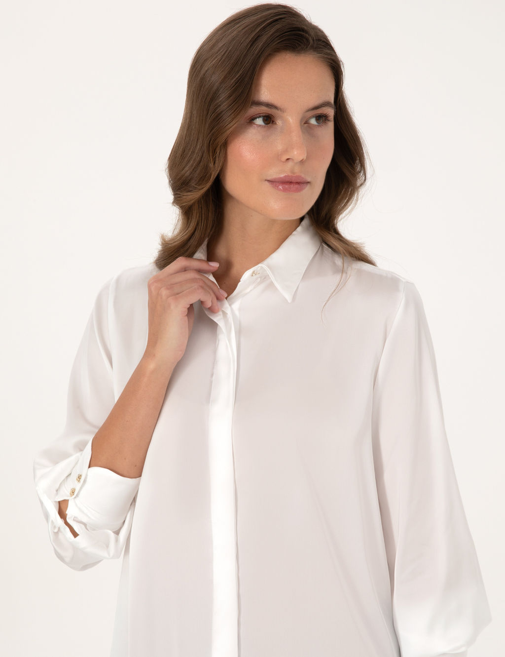 Ekru Comfort Fit Uzun Kollu G_mlek
