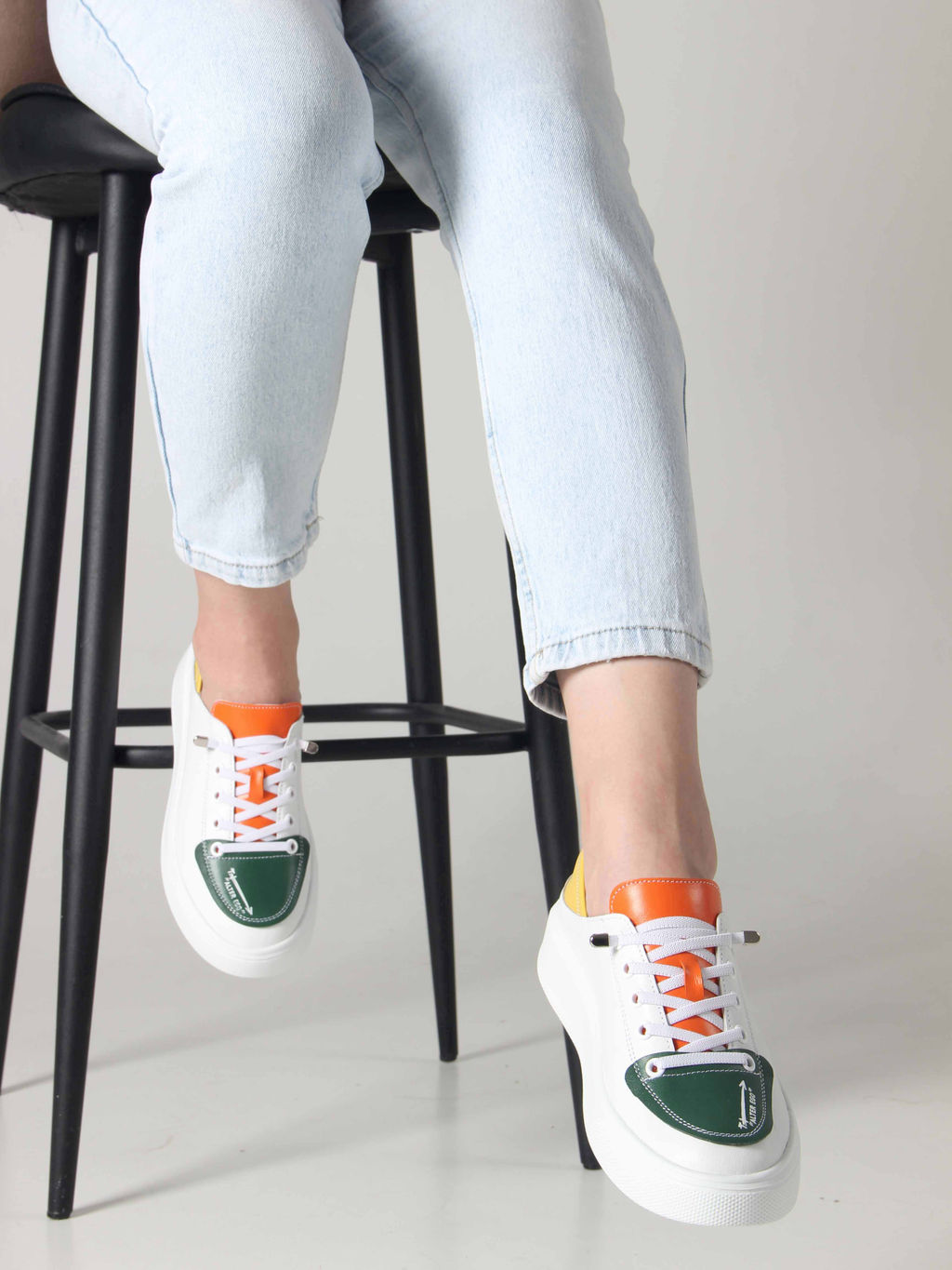 Кеды 163.LusiR2w. Белый зеленый оранжевый желтый
