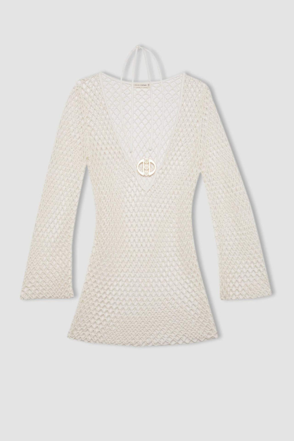 Declara x DeFacto File Uzun Kollu Mini Plaj Elbisesi  фото 2