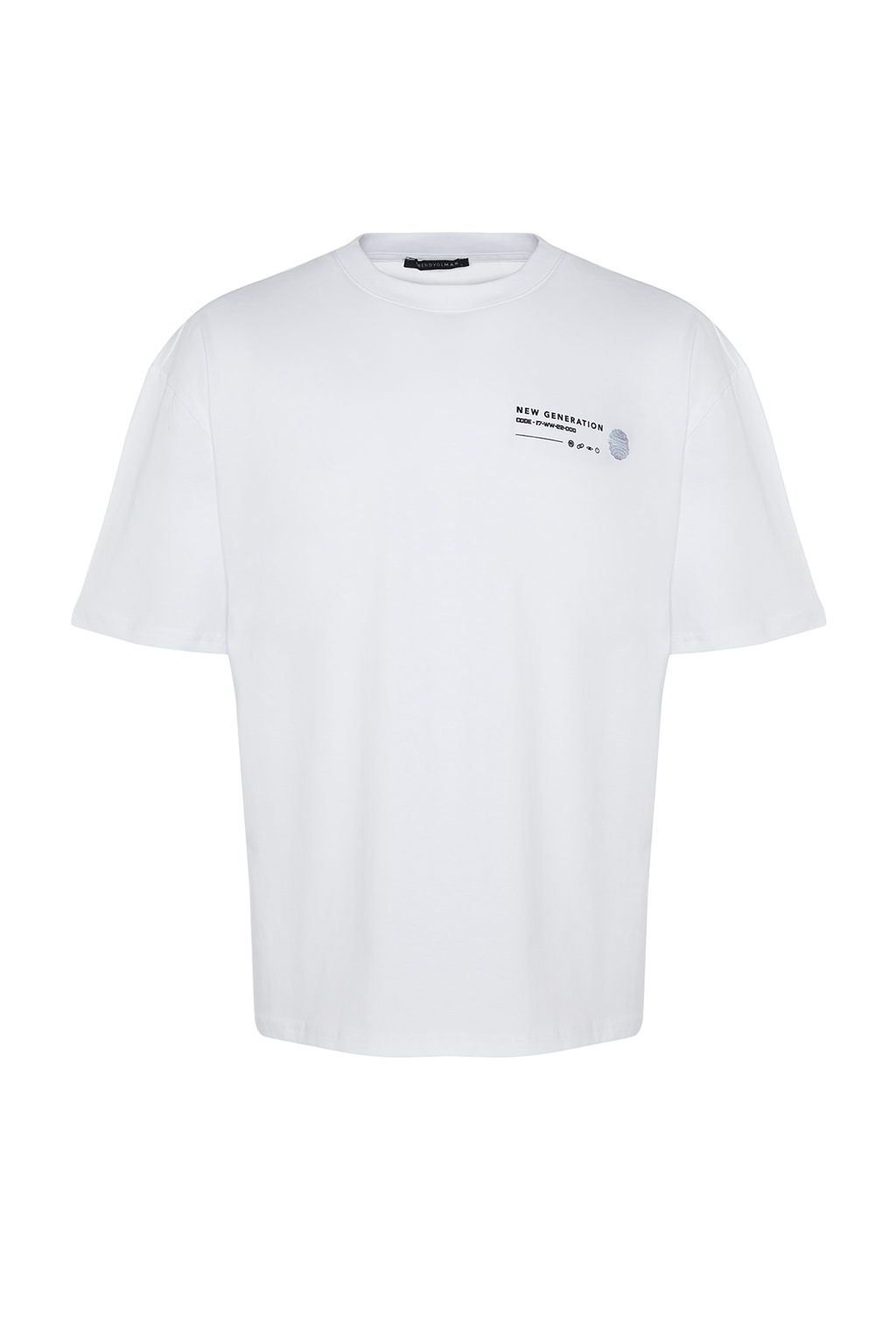 Beyaz Oversize/Genis Kesim Bask?l? %100 Pamuklu T-Shirt TMNSS23TS00238