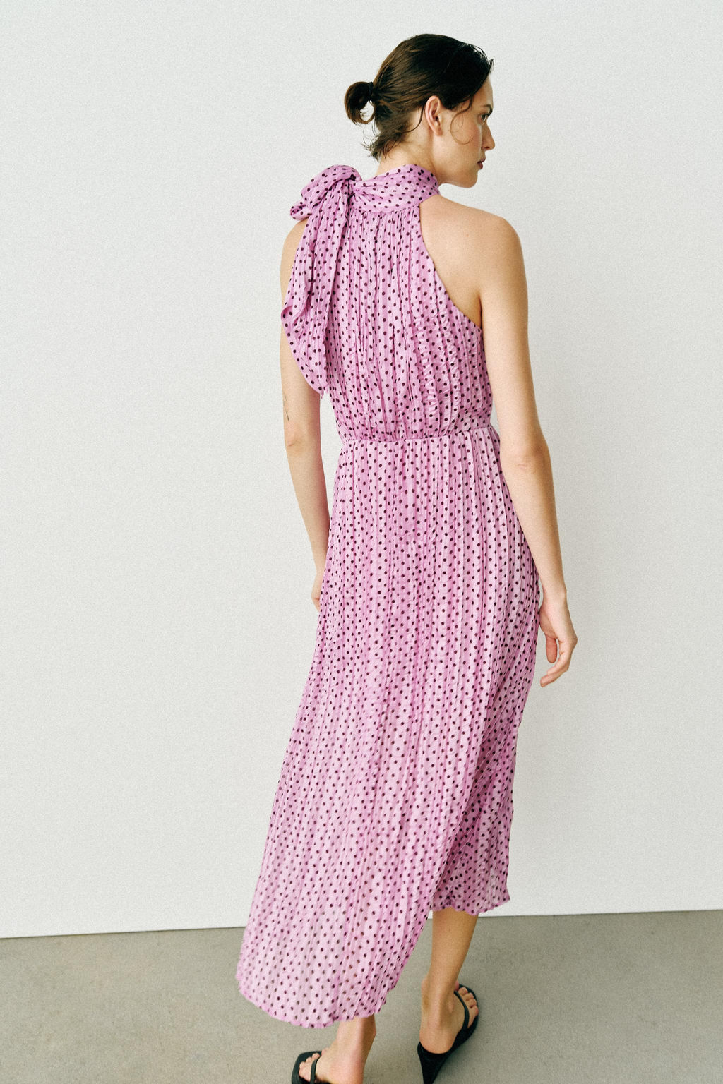 VESTIDO MIDI LUNARES LAZO / Rosa / Lila - Zara фото 7