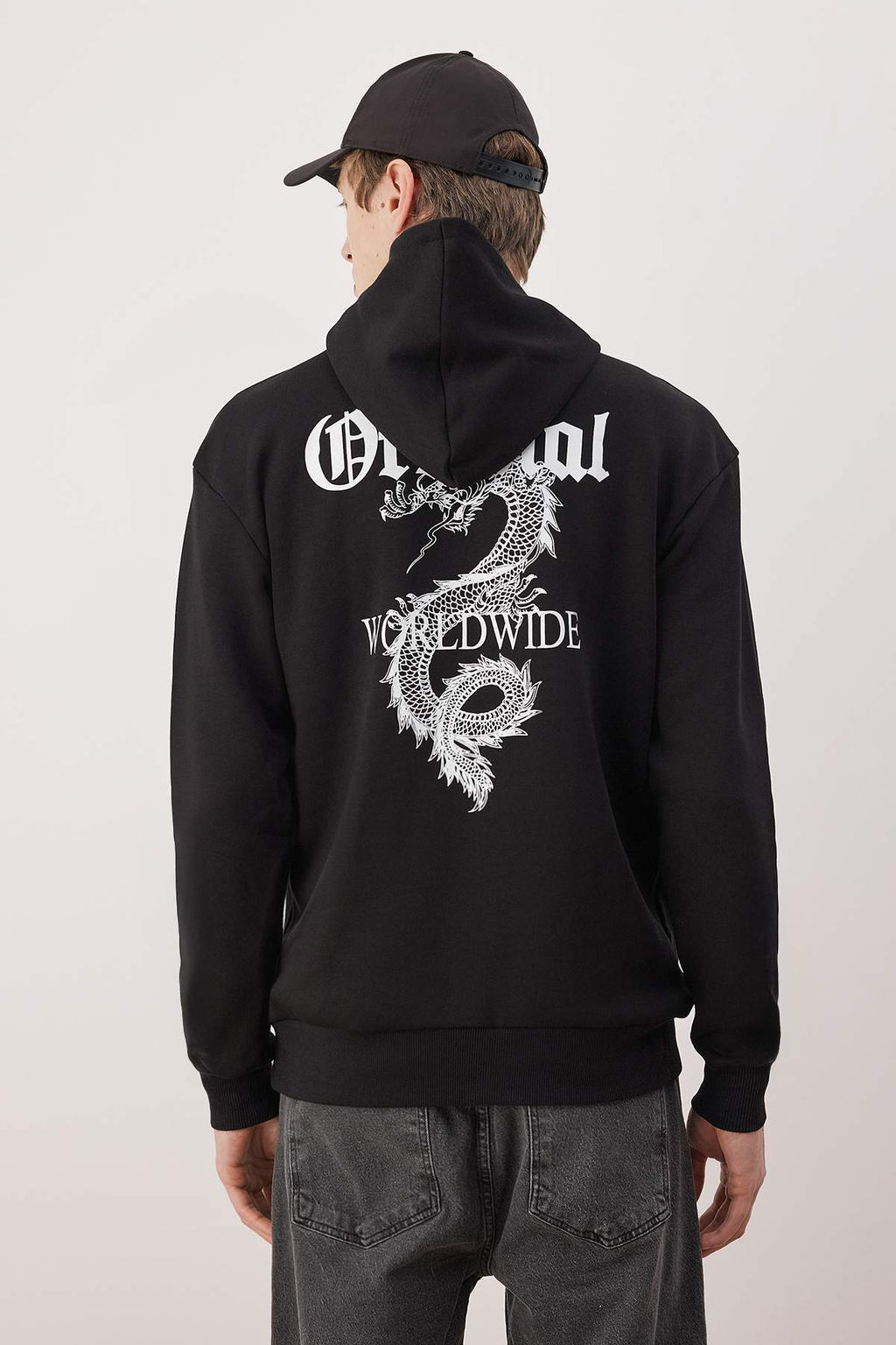 Antrasit Regular/Normal Kesim Bask?l? Kapusonlu Sweatshirt TMNAW26SW00065 - Trendyolmilla фото 8