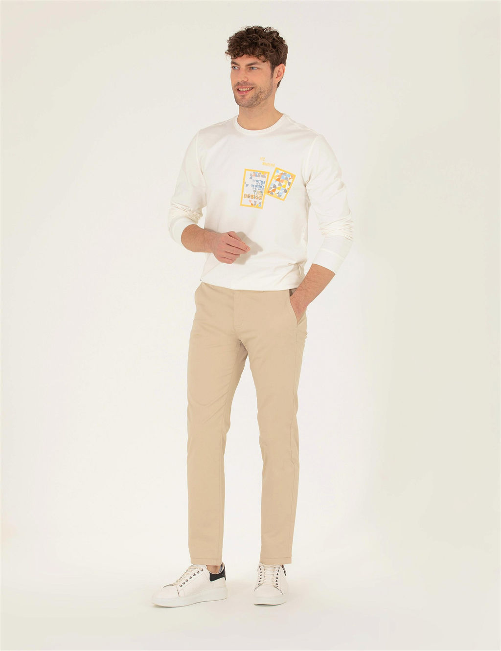 Bej Regular Fit Kanvas Pantolon - Pierre cardin фото 3